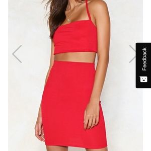 Nasty Gal Red Top and Skirt Set